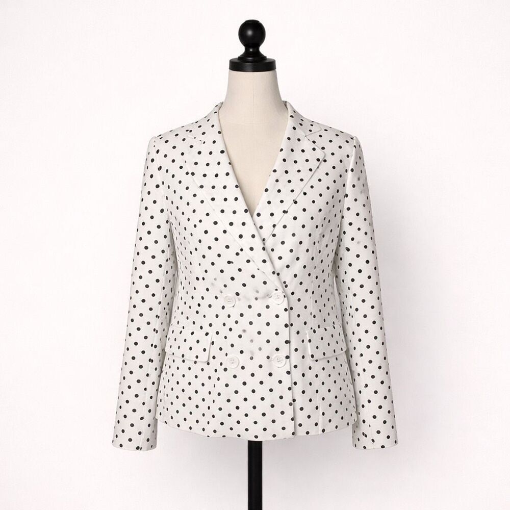 NA-KD Polka Dot Double Breasted Blazer EU 36 US 4 Black White Tailored